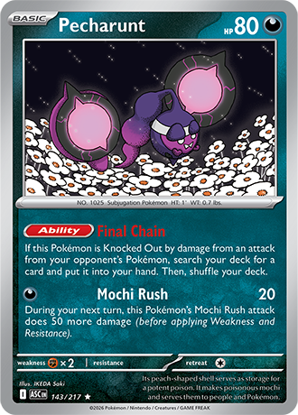 Pecharunt 143/217 - Ascended Heroes - officiële kaartafbeelding