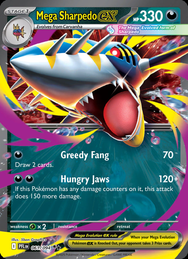 Mega Sharpedo ex 061/094 - Phantasmal Flames - officiële kaartafbeelding