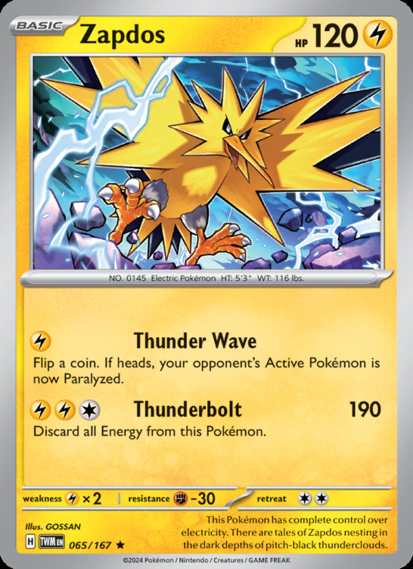 Zapdos 065/167 - Twilight Masquerade - officiële kaartafbeelding