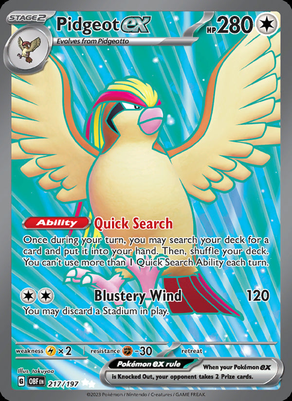 Pidgeot ex 217/197 - Obsidian Flames - officiële kaartafbeelding